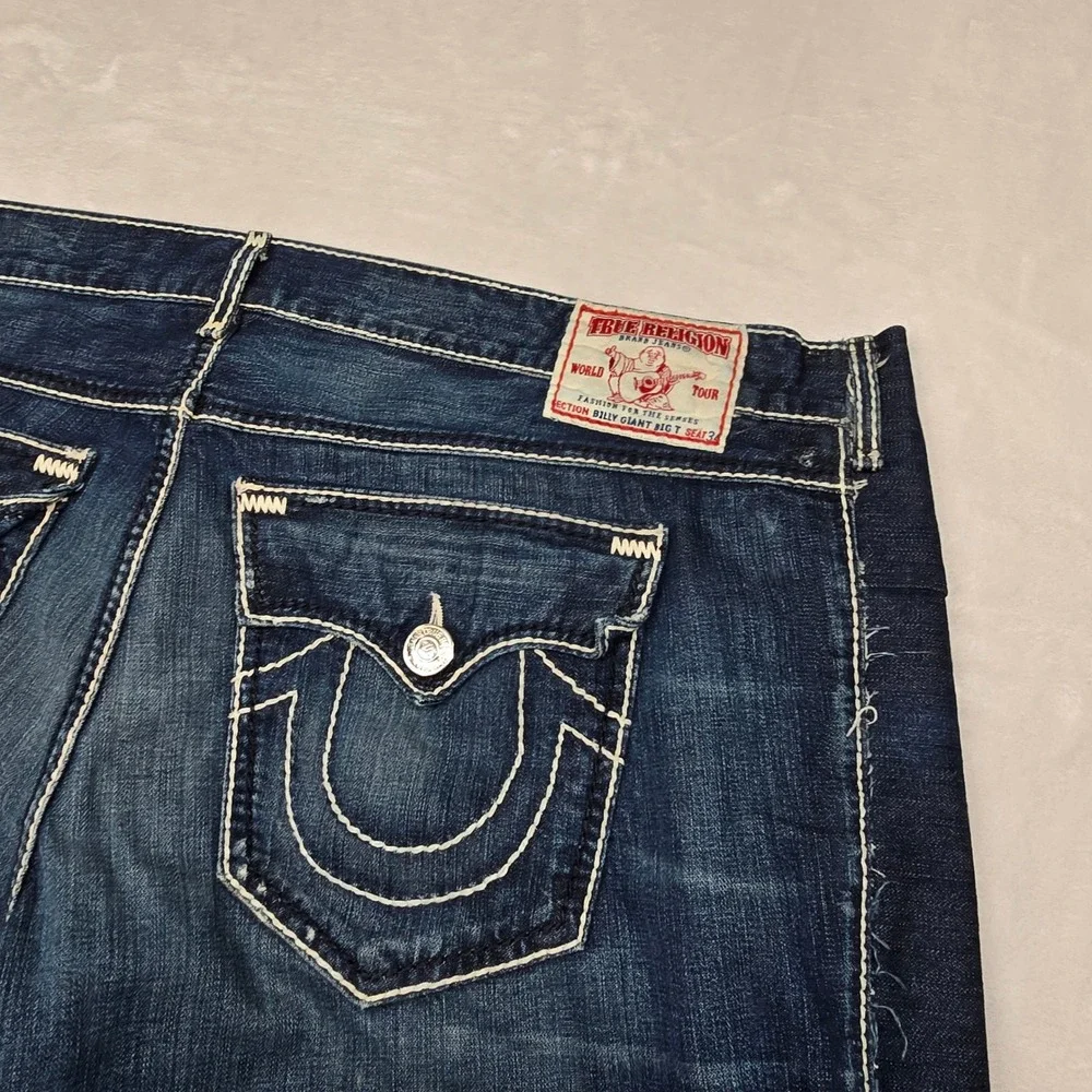 True Religion Denim Shorts Mens 54 Big Tall Blue USA‎ Flag ALTERED
